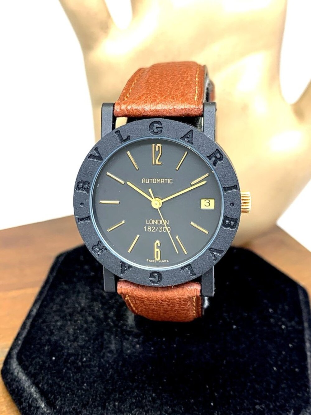 Bvlgari Watch Limited Edition London Swiss Automatic Black Brown Leather Strap